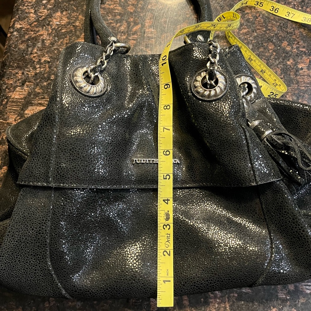 Black leather Judith Ripka black handbag